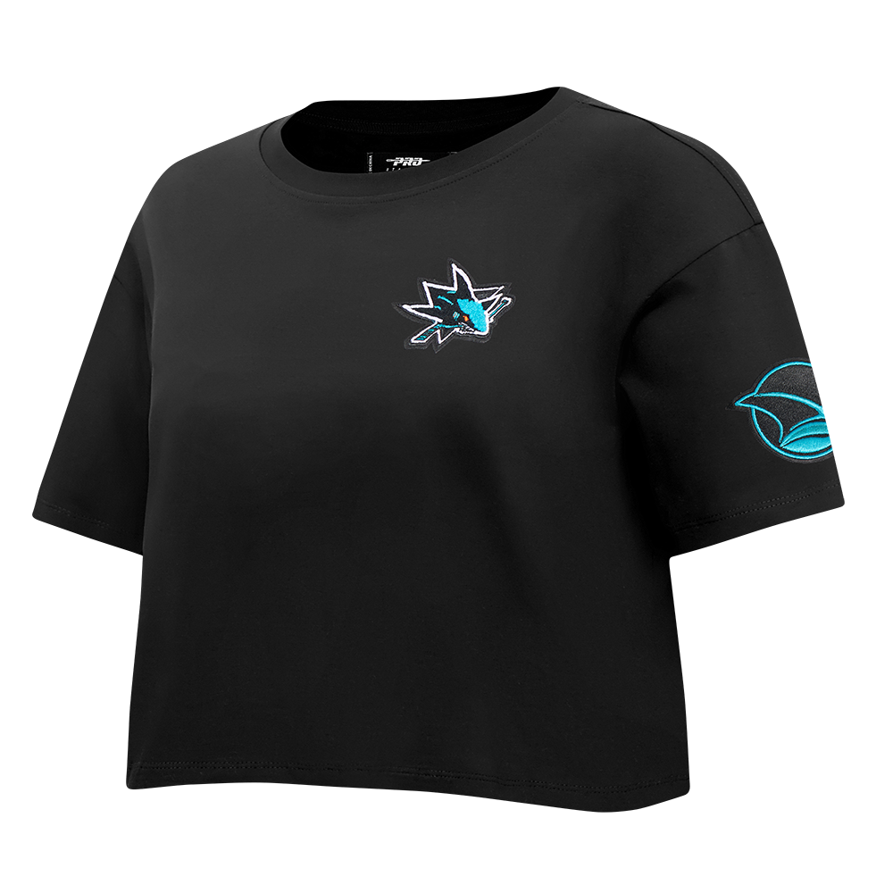 NHL SAN JOSE SHARKS CLASSIC WOMEN'S SJ BOXY TEE (BLACK)