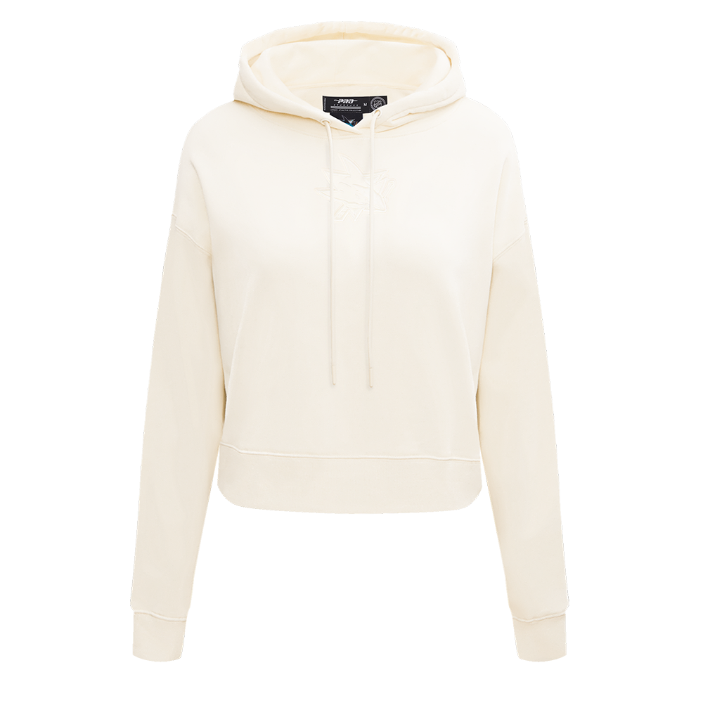 NHL SAN JOSE SHARKS NEUTRAL WOMEN'S CROPPED PULLOVER HOODIE (EGGSHELL)