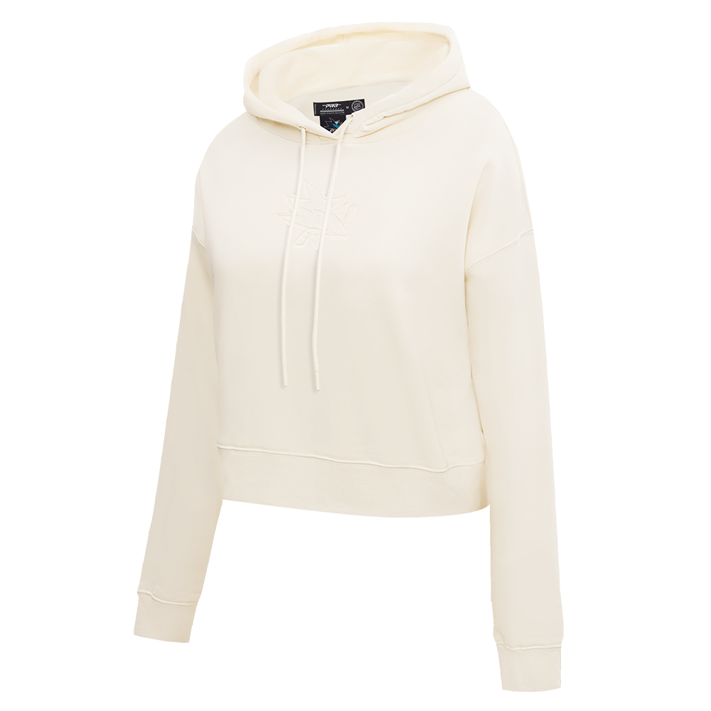 NHL SAN JOSE SHARKS NEUTRAL WOMEN'S CROPPED PULLOVER HOODIE (EGGSHELL)