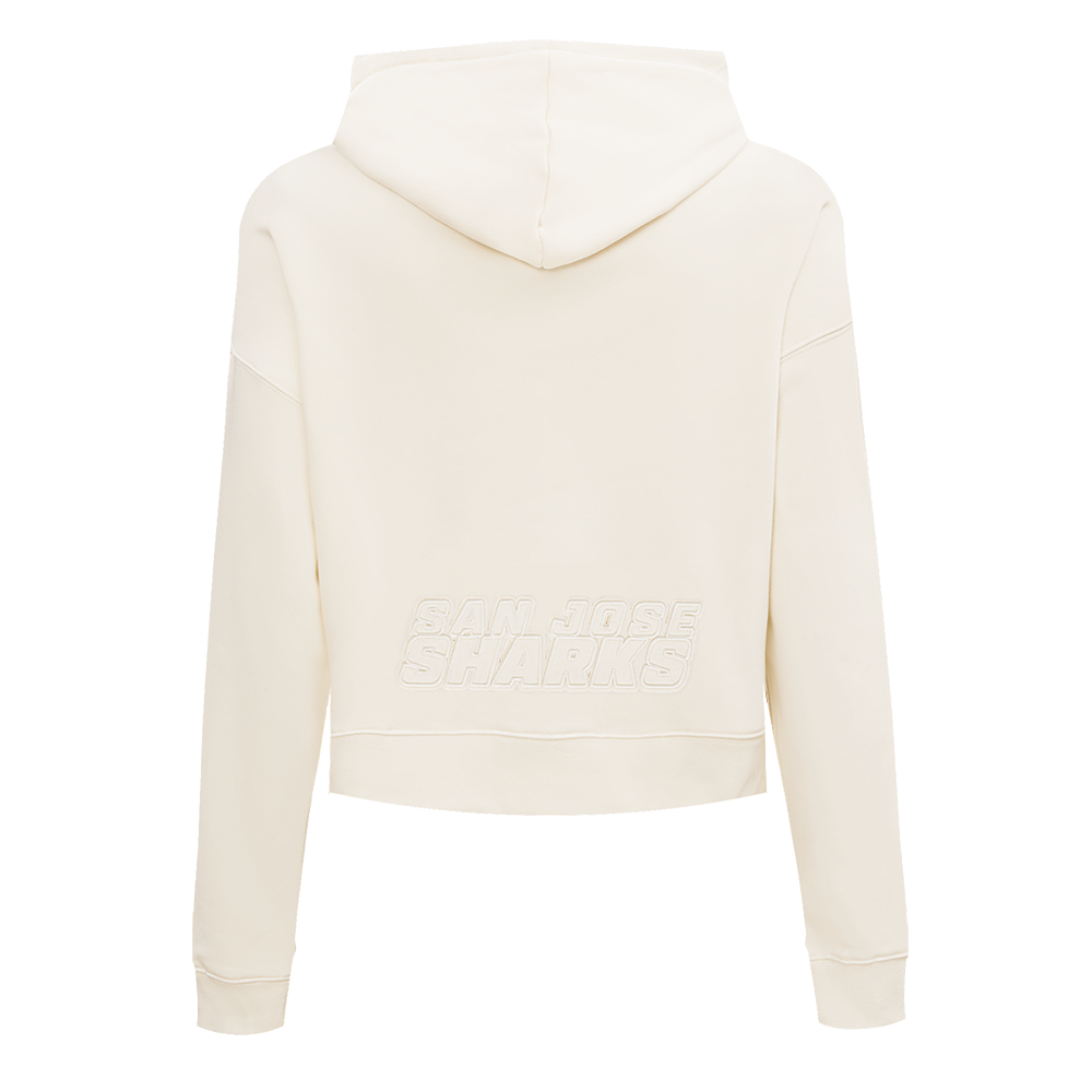 NHL SAN JOSE SHARKS NEUTRAL WOMEN'S CROPPED PULLOVER HOODIE (EGGSHELL)
