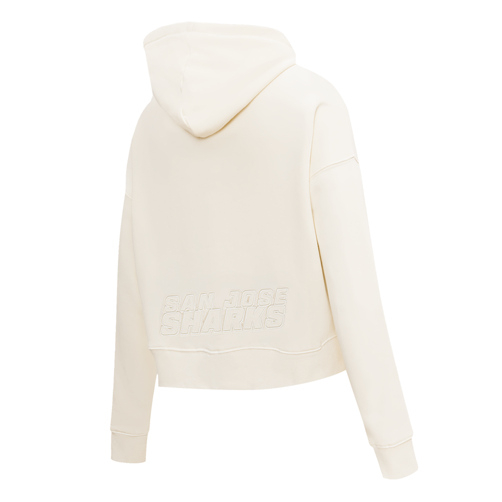 NHL SAN JOSE SHARKS NEUTRAL WOMEN'S CROPPED PULLOVER HOODIE (EGGSHELL)