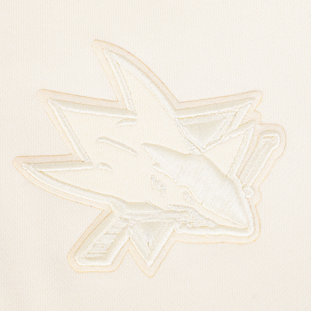 NHL SAN JOSE SHARKS NEUTRAL WOMEN'S CROPPED PULLOVER HOODIE (EGGSHELL)