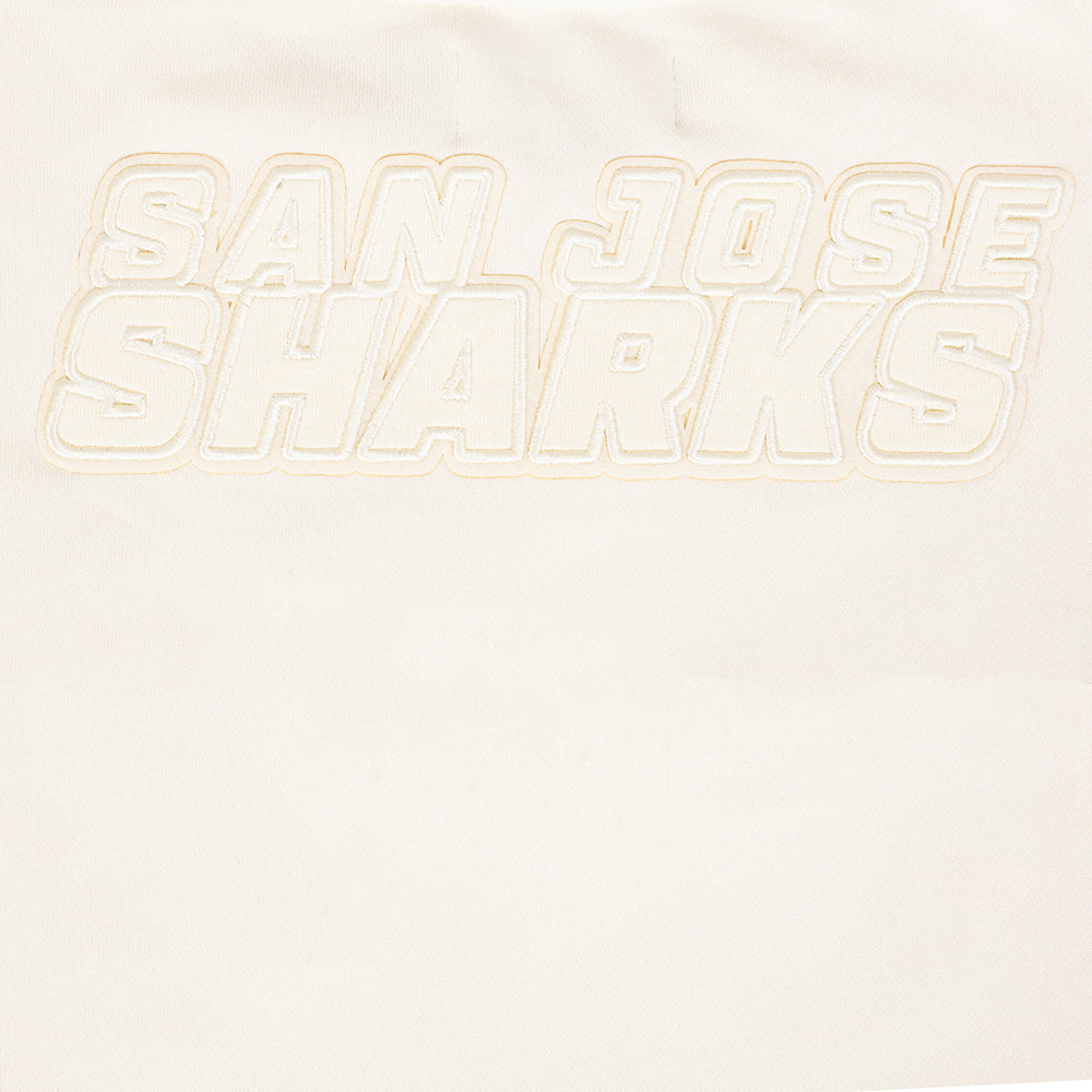 NHL SAN JOSE SHARKS NEUTRAL WOMEN'S CROPPED PULLOVER HOODIE (EGGSHELL)