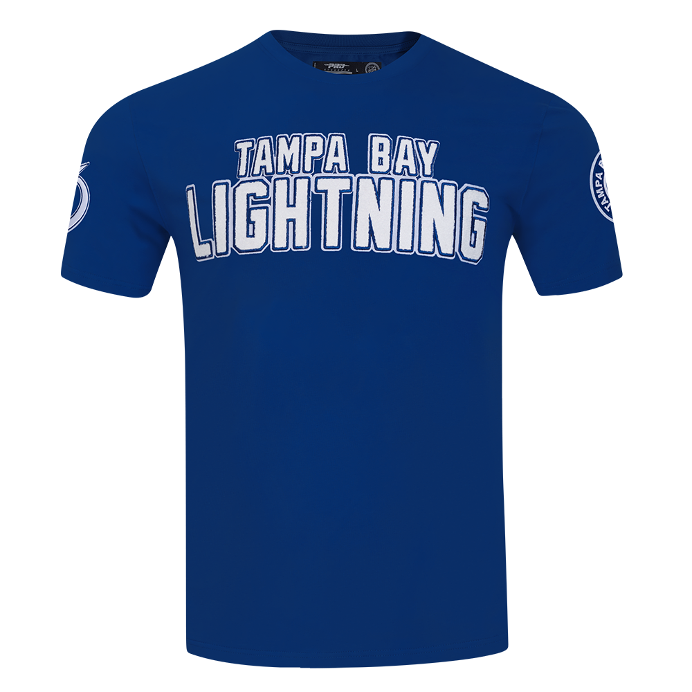 NHL TAMPA BAY LIGHTNING CLASSIC CHENILLE T-SHIRT EN JERSEY SIMPLE POUR HOMME (BLEU DODGER)