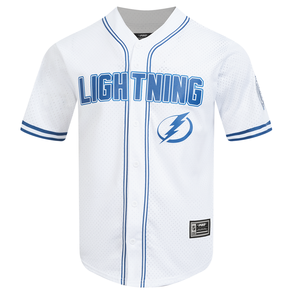 NHL TAMPA BAY LIGHTNING CLASSIC MESH MEN'S BUTTON DOWN SHIRT (WHITE/DODGER BLUE)