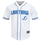 NHL TAMPA BAY LIGHTNING CLASSIC MESH MEN'S BUTTON DOWN SHIRT (WHITE/DODGER BLUE)