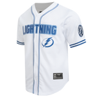 NHL TAMPA BAY LIGHTNING CLASSIC MESH MEN'S BUTTON DOWN SHIRT (WHITE/DODGER BLUE)