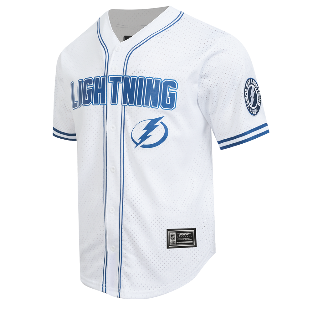 NHL TAMPA BAY LIGHTNING CLASSIC MESH MEN'S BUTTON DOWN SHIRT (WHITE/DODGER BLUE)