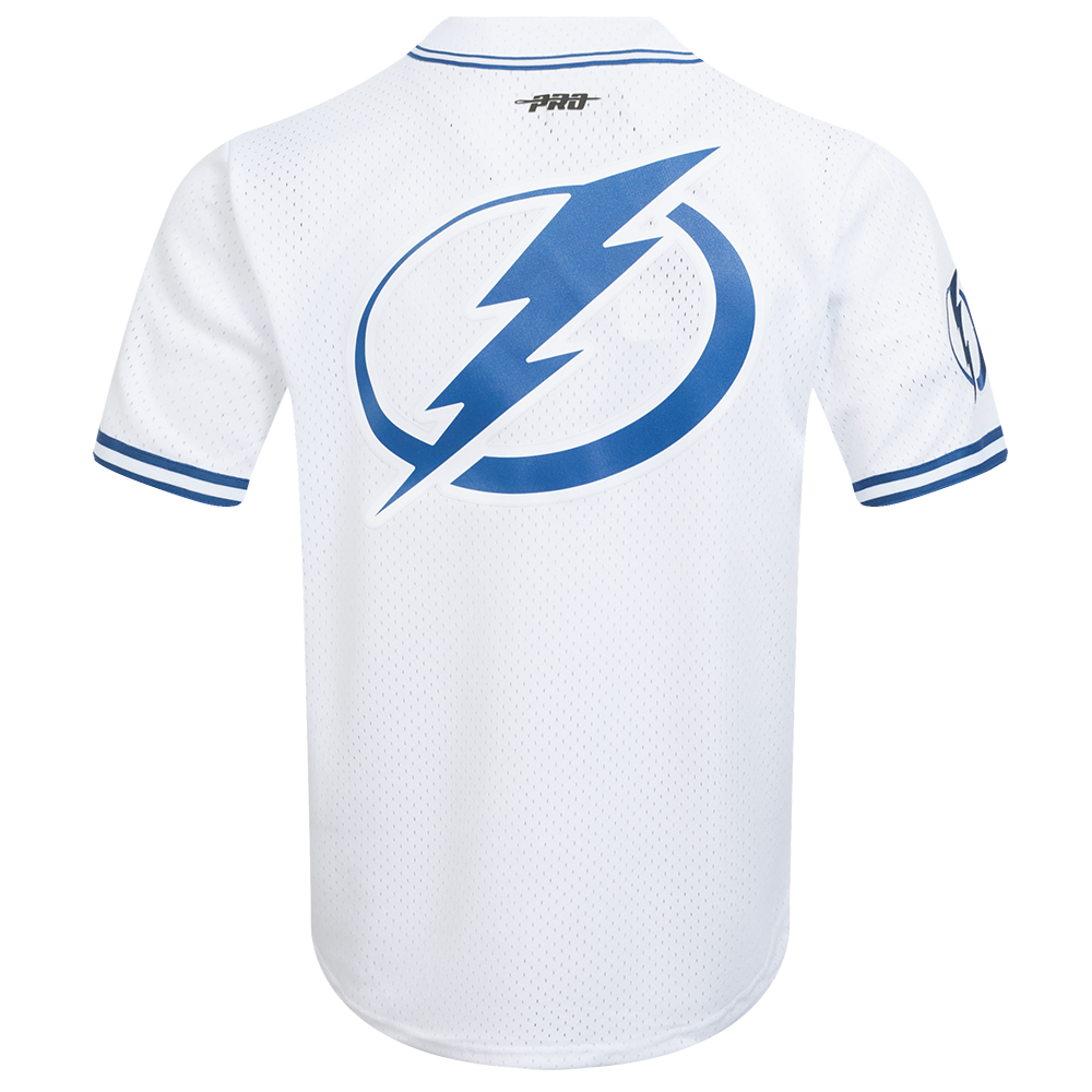 NHL TAMPA BAY LIGHTNING CLASSIC MESH MEN'S BUTTON DOWN SHIRT (WHITE/DODGER BLUE)