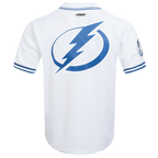 NHL TAMPA BAY LIGHTNING CLASSIC MESH MEN'S BUTTON DOWN SHIRT (WHITE/DODGER BLUE)