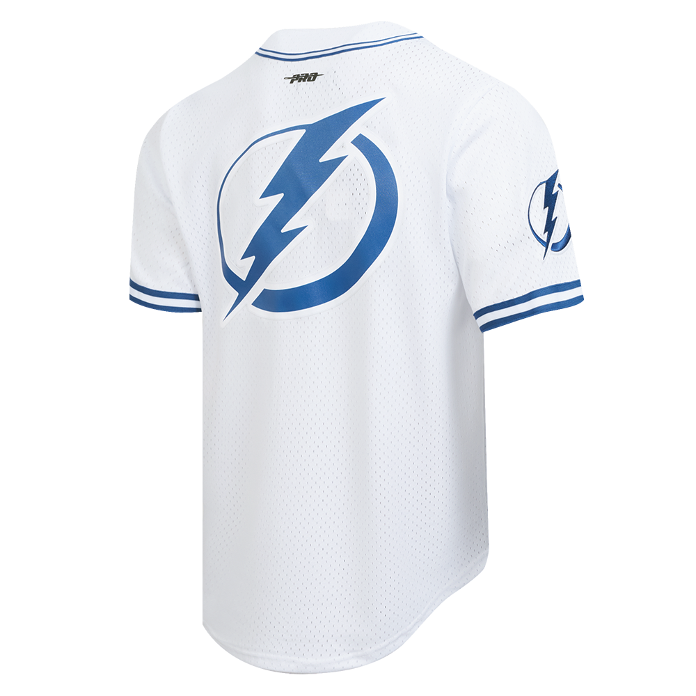 NHL TAMPA BAY LIGHTNING CLASSIC MESH MEN'S BUTTON DOWN SHIRT (WHITE/DODGER BLUE)