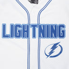 NHL TAMPA BAY LIGHTNING CLASSIC MESH MEN'S BUTTON DOWN SHIRT (WHITE/DODGER BLUE)