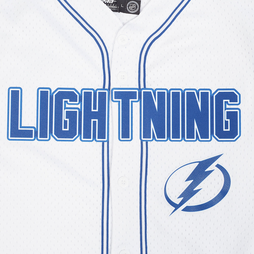 NHL TAMPA BAY LIGHTNING CLASSIC MESH MEN'S BUTTON DOWN SHIRT (WHITE/DODGER BLUE)