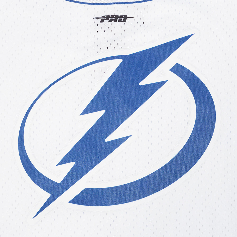 NHL TAMPA BAY LIGHTNING CLASSIC MESH MEN'S BUTTON DOWN SHIRT (WHITE/DODGER BLUE)