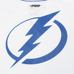 NHL TAMPA BAY LIGHTNING CLASSIC MESH MEN'S BUTTON DOWN SHIRT (WHITE/DODGER BLUE)