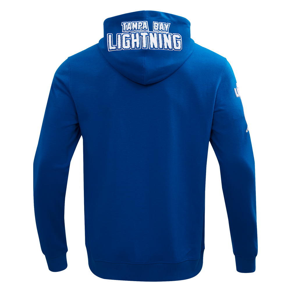 NHL TAMPA BAY LIGHTNING CLASSIC CHENILLE CHANDAIL À CAPUCHON EN MAILLE DOUBLE À GLISSIÈRE POUR HOMME (BLEU DODGER)