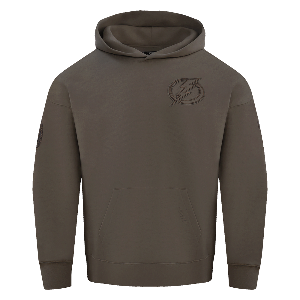 NHL TAMPA BAY LIGHTNING NEUTRAL CHANDAIL À CAPUCHON EN MOLLETON À ÉPAULES TOMBANTES POUR HOMME (TAUPE FONCÉ)