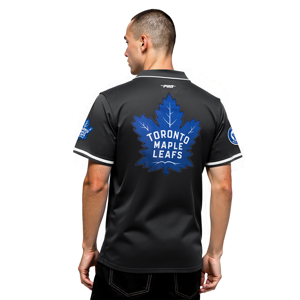 NHL TORONTO MAPLE LEAFS CLASSIC MESH BUTTON DOWN SHIRT (BLACK)