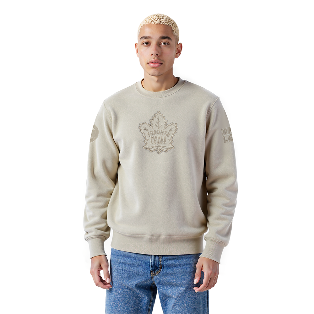 NHL TORONTO MAPLE LEAFS NEUTRAL CHANDAIL À COL ROND EN MOLLETON À ÉPAULES TOMBANTES POUR HOMME (TAUPE)