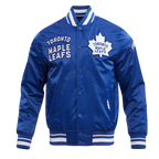 NHL TORONTO MAPLE LEAFS RETRO CLASSIC BLOUSON EN SATIN À BORDS CÔTELÉS POUR HOMME (BLEU DODGER)
