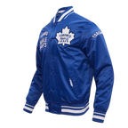 NHL TORONTO MAPLE LEAFS RETRO CLASSIC BLOUSON EN SATIN À BORDS CÔTELÉS POUR HOMME (BLEU DODGER)