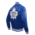 NHL TORONTO MAPLE LEAFS RETRO CLASSIC BLOUSON EN SATIN À BORDS CÔTELÉS POUR HOMME (BLEU DODGER)
