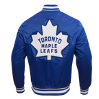 NHL TORONTO MAPLE LEAFS RETRO CLASSIC BLOUSON EN SATIN À BORDS CÔTELÉS POUR HOMME (BLEU DODGER)