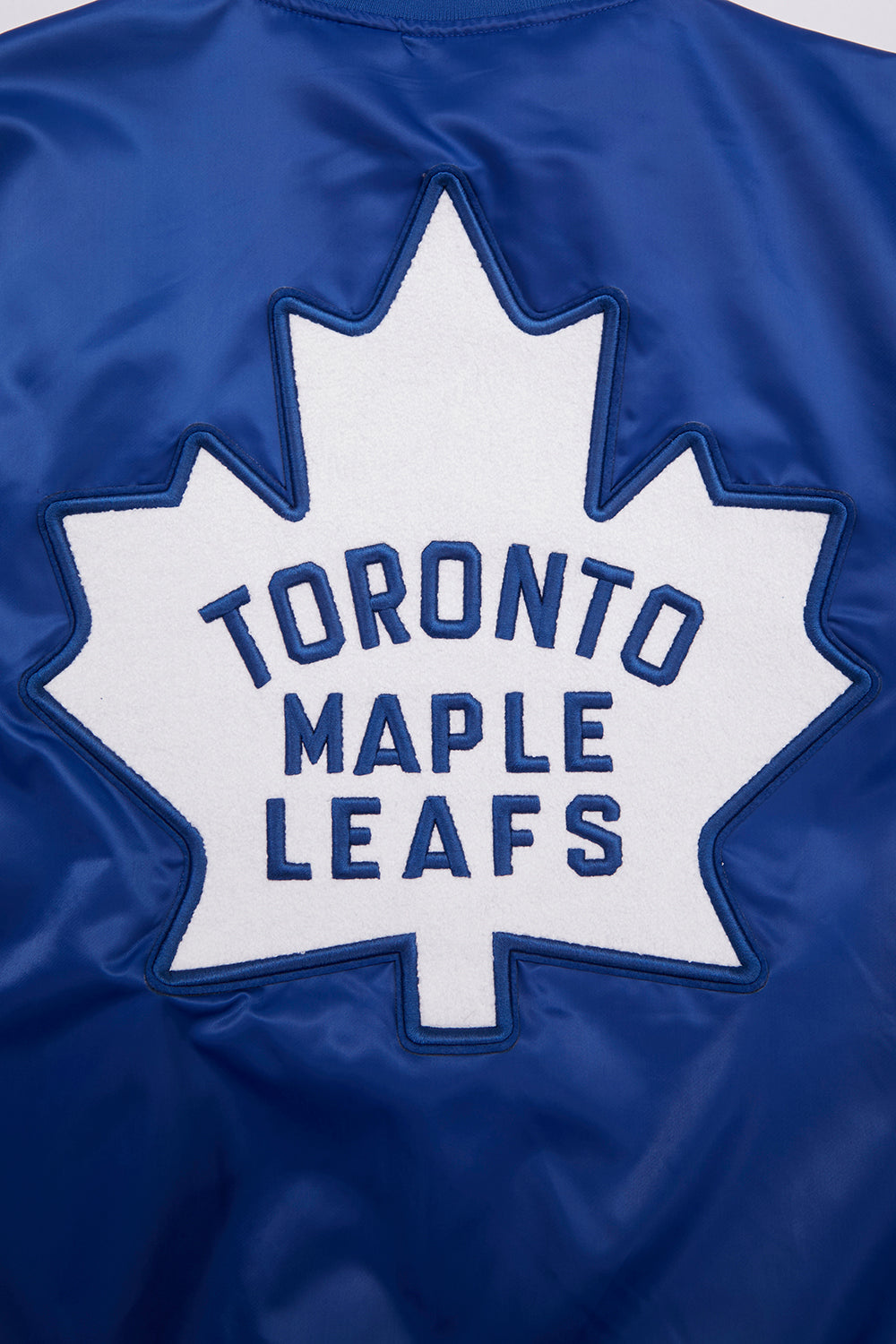 NHL TORONTO MAPLE LEAFS RETRO CLASSIC BLOUSON EN SATIN À BORDS CÔTELÉS POUR HOMME (BLEU DODGER)