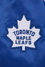 NHL TORONTO MAPLE LEAFS RETRO CLASSIC BLOUSON EN SATIN À BORDS CÔTELÉS POUR HOMME (BLEU DODGER)