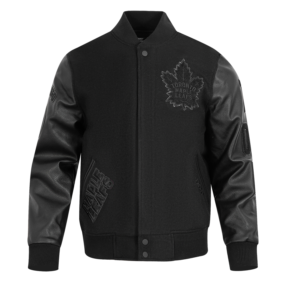 NHL TORONTO MAPLE LEAFS TRIPLE BLACK BLOUSON COLLÉGIAL EN LAINE POUR HOMME (TRIPLE NOIR HOMME)