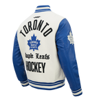 NHL TORONTO MAPLE LEAFS MODERN ORIGINALS MEN'S RIB WOOL VARSITY JACKET (EGGSHELL/DODGER BLUE)