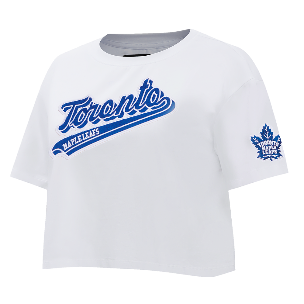 NHL TORONTO MAPLE LEAFS SCRIPT TAIL WOMEN'S SJ BOXY TEE (WHITE)