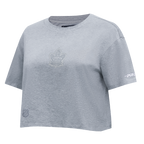 NHL TORONTO MAPLE LEAFS REVERSE FRENCH TERRY WOMEN'S SJ BOXY TEE (DARK HEATHER GRAY)