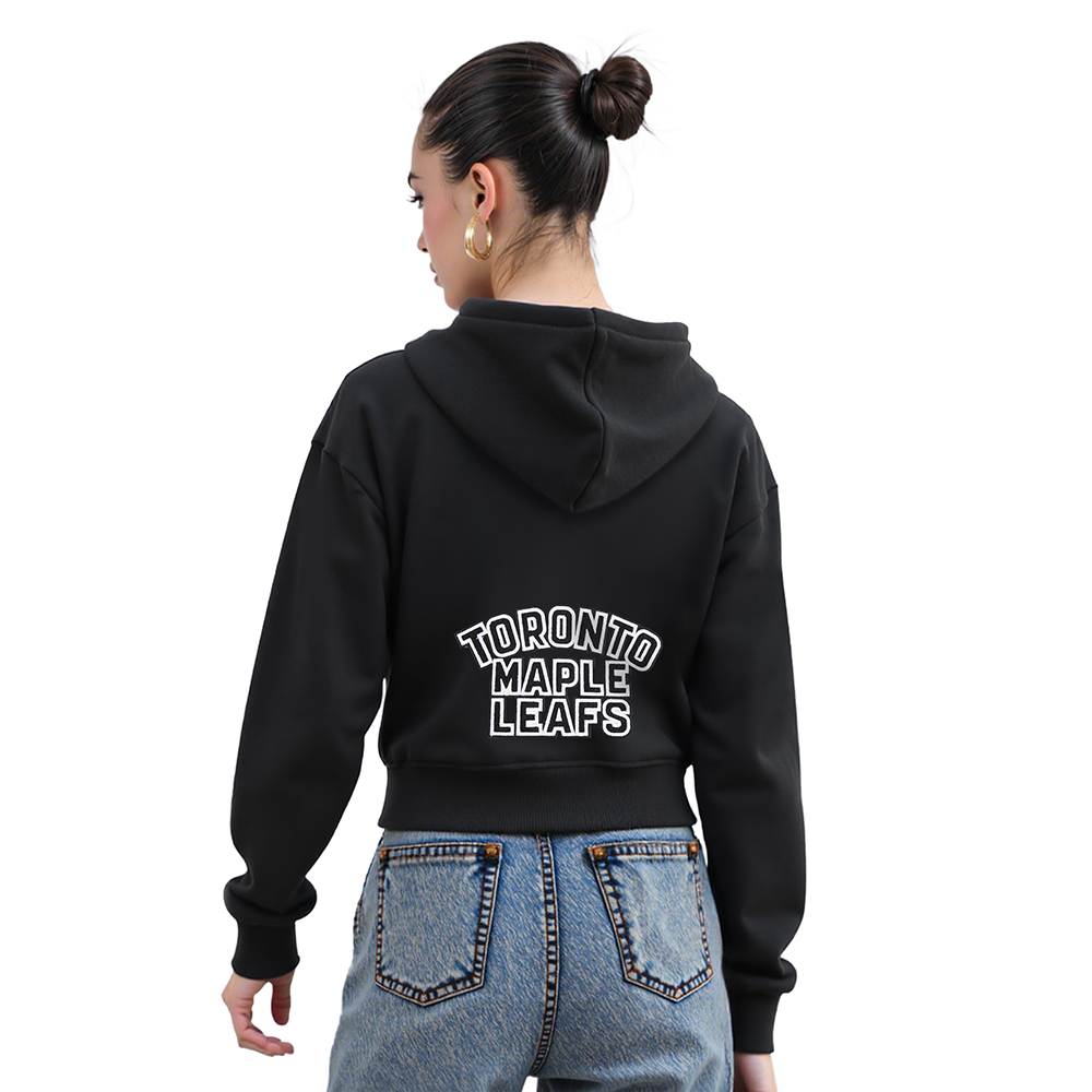 NHL TORONTO MAPLE LEAFS CLASSIC WOMEN'S FLC CROPPED PO HOODIE (BLACK)