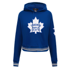 NHL TORONTO MAPLE LEAFS RETRO CLASSIC WOMEN'S RIB CROPPED PULLOVER HOODIE (DODGER BLUE)