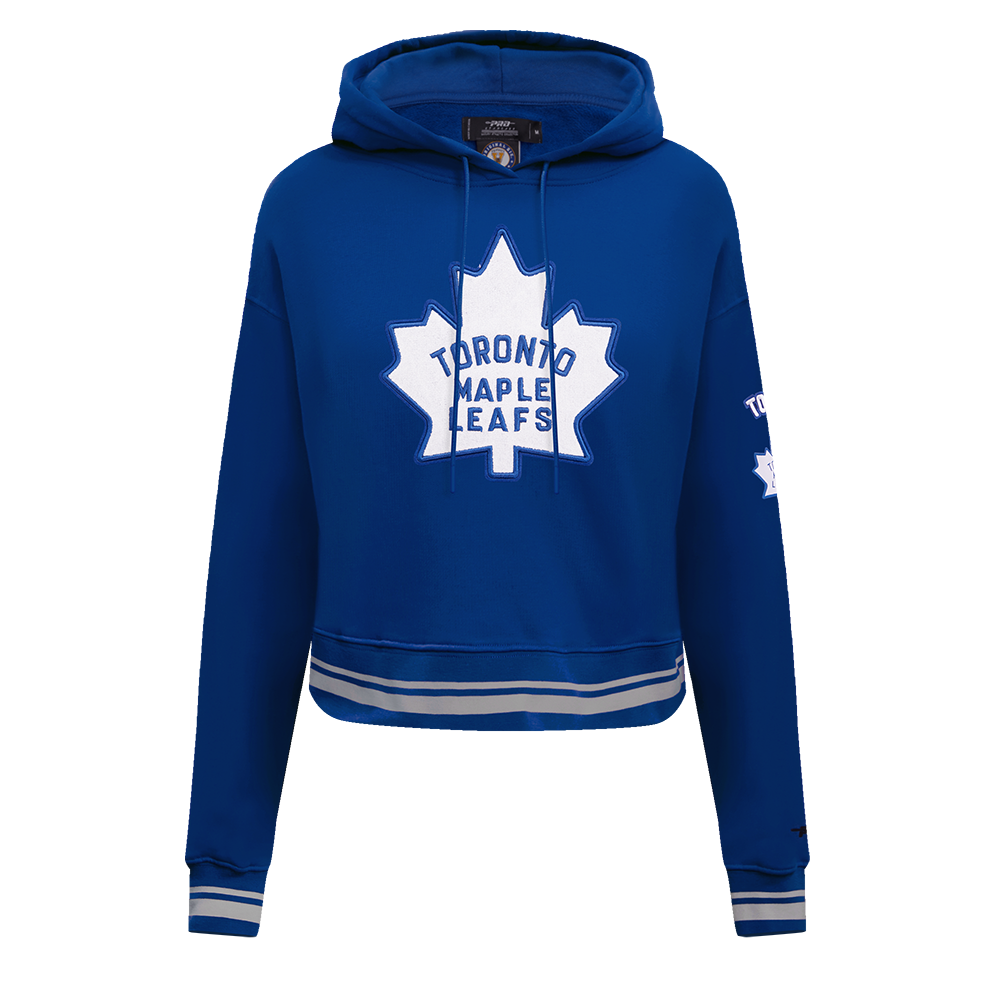 NHL TORONTO MAPLE LEAFS RETRO CLASSIC WOMEN'S RIB CROPPED PULLOVER HOODIE (DODGER BLUE)