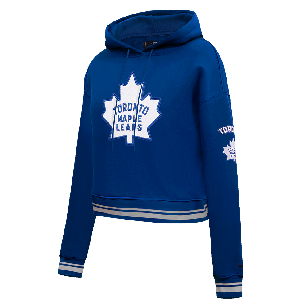 NHL TORONTO MAPLE LEAFS RETRO CLASSIC WOMEN'S RIB CROPPED PULLOVER HOODIE (DODGER BLUE)