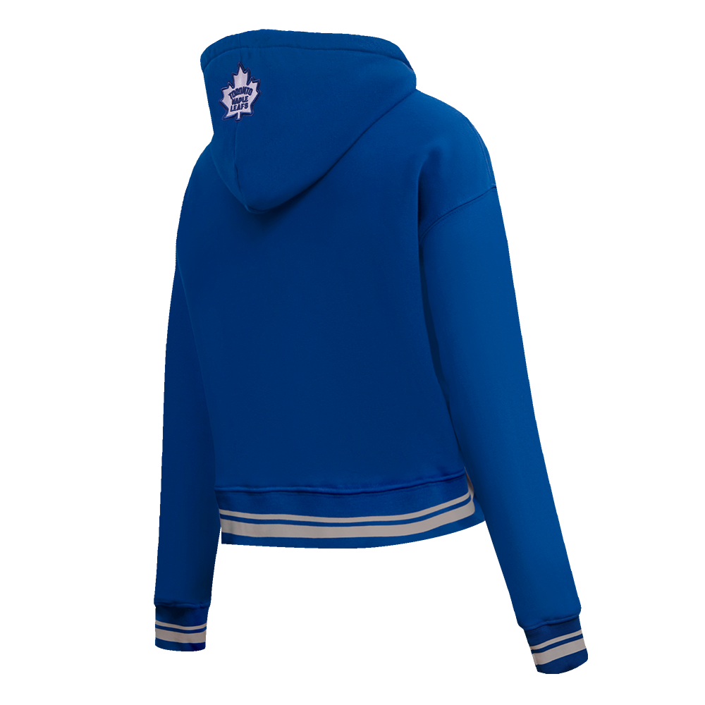NHL TORONTO MAPLE LEAFS RETRO CLASSIC WOMEN'S RIB CROPPED PULLOVER HOODIE (DODGER BLUE)
