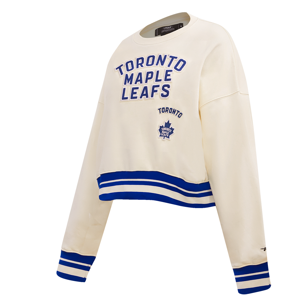 NHL TORONTO MAPLE LEAFS RETRO CLASSIC WOMEN'S RIB CREWNECK (EGGSHELL/DODGER BLUE)