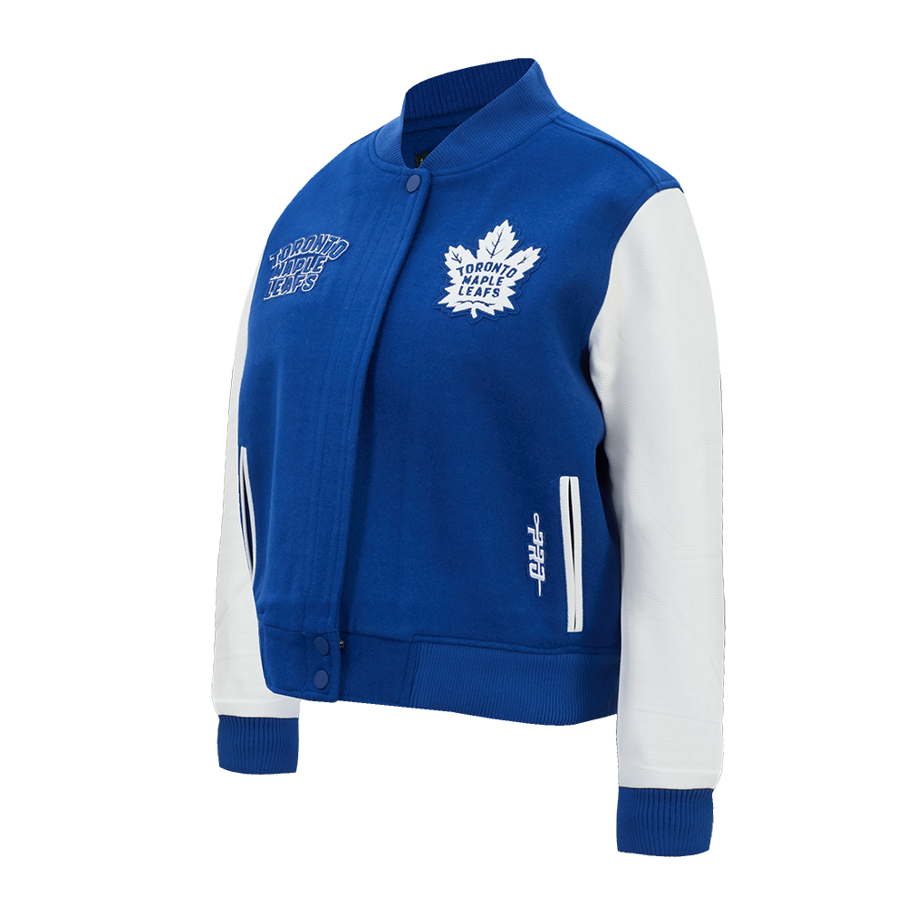 NHL TORONTO MAPLE LEAFS CLASSIC WOMEN'S WOOL VARSITY JACKET (DODGER BLUE/WHITE)