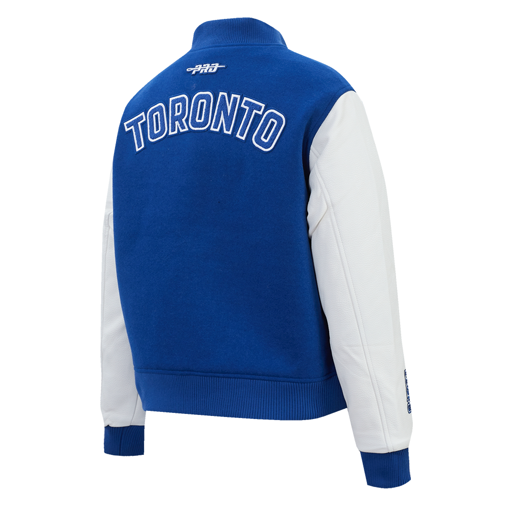 NHL TORONTO MAPLE LEAFS CLASSIC WOMEN'S WOOL VARSITY JACKET (DODGER BLUE/WHITE)