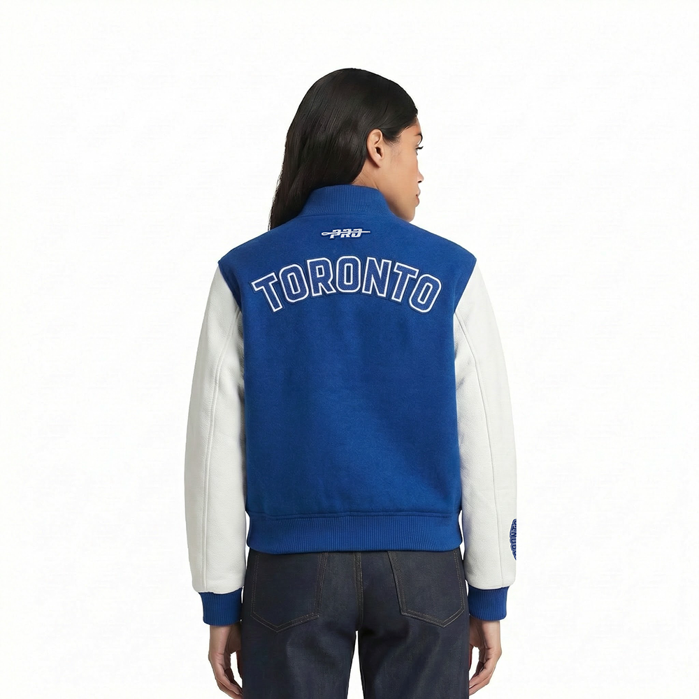NHL TORONTO MAPLE LEAFS CLASSIC WOMEN'S WOOL VARSITY JACKET (DODGER BLUE/WHITE)