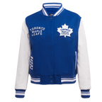 NHL TORONTO MAPLE LEAFS RETRO CLASSIC WOMEN'S RIB WOOL VARSITY JACKET (DODGER BLUE/WHITE)