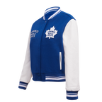 NHL TORONTO MAPLE LEAFS RETRO CLASSIC WOMEN'S RIB WOOL VARSITY JACKET (DODGER BLUE/WHITE)