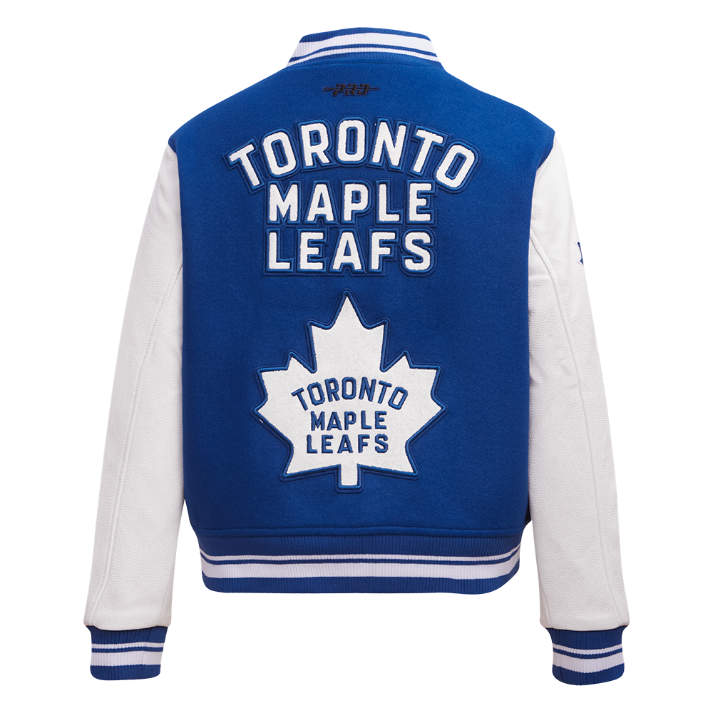 NHL TORONTO MAPLE LEAFS RETRO CLASSIC WOMEN'S RIB WOOL VARSITY JACKET (DODGER BLUE/WHITE)