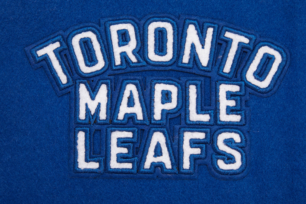 NHL TORONTO MAPLE LEAFS RETRO CLASSIC WOMEN'S RIB WOOL VARSITY JACKET (DODGER BLUE/WHITE)