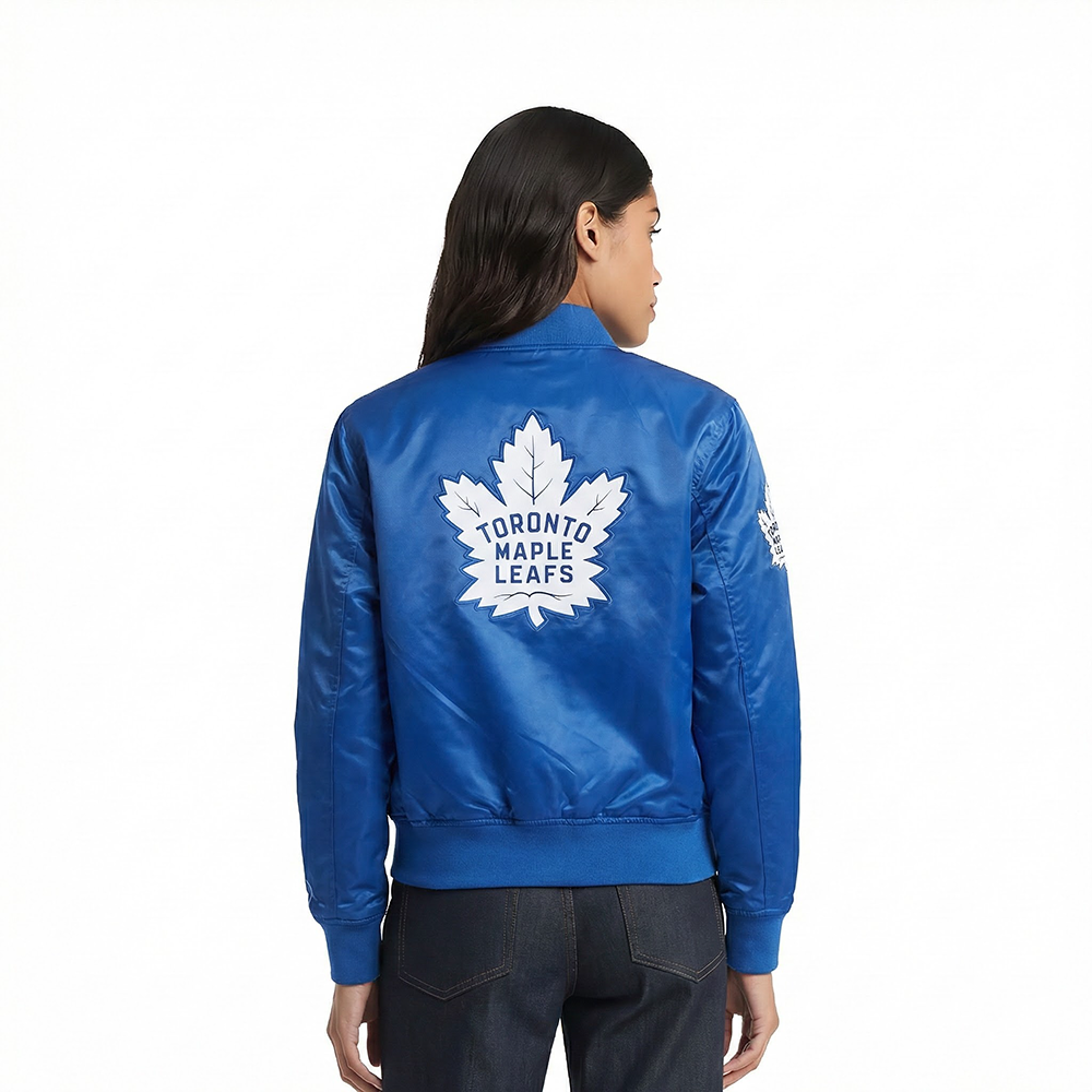 NHL TORONTO MAPLE LEAFS CLASSIC WOMEN'S SATIN JACKET (DODGER BLUE)