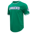 NHL VANCOUVER CANUCKS CLASSIC CHENILLE T-SHIRT EN MAILLE DOUBLE POUR HOMME (VERT KELLY)