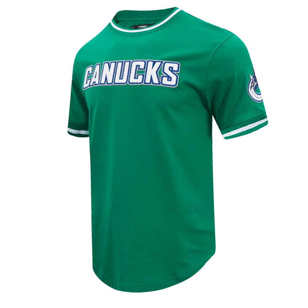 NHL VANCOUVER CANUCKS CLASSIC CHENILLE T-SHIRT EN MAILLE DOUBLE POUR HOMME (VERT KELLY)