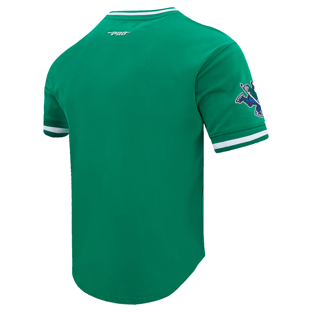 NHL VANCOUVER CANUCKS CLASSIC CHENILLE T-SHIRT EN MAILLE DOUBLE POUR HOMME (VERT KELLY)